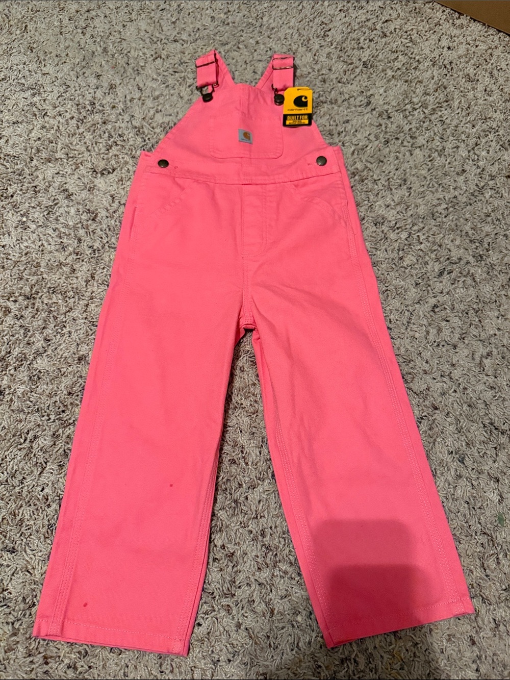 NEW W/ TAGS Carhartt Bright Pink Kids Overalls - 3T